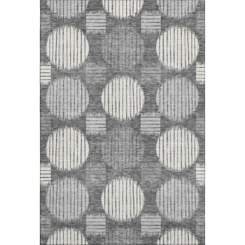 Premium Machine Washable Prisco Charcoal Rug, Rectangle 8' x 10'