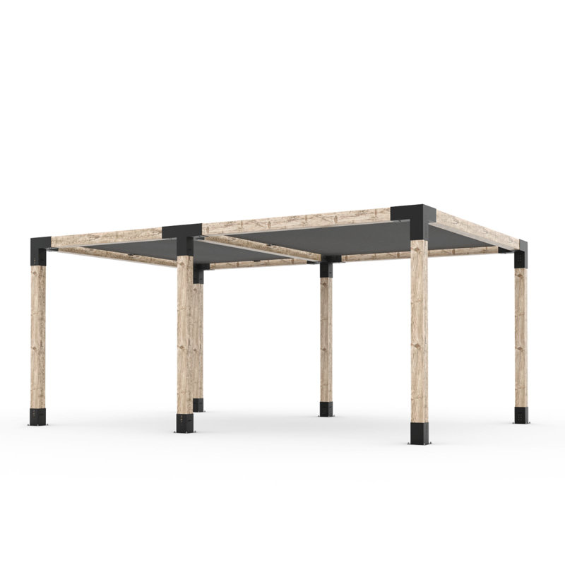 Toja 12' X 18' Double Pergola Kit With 2 Shade Sails For 6X6 Wood Posts, 103.2" H x 237.6" W x 158.4" D
