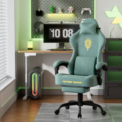 Fauteuil de jeu ergonomique en velours avec repose-pieds Soontrans