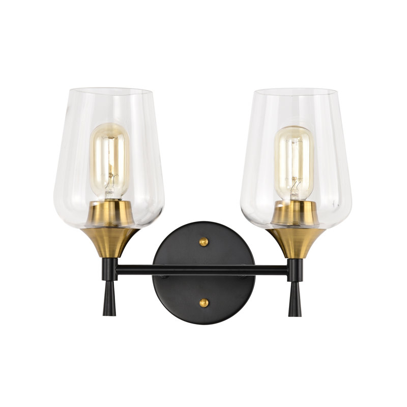 Louvella 2 - Light Dimmable Vanity Light, Black/Antique Brass