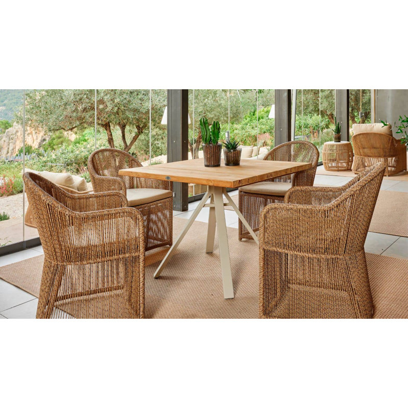 Calixto Outdoor Dining Armchair, Canvas Natural Sunbrella® Canvas