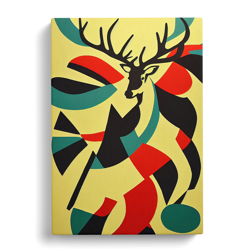 Abstract Stag Art No.2 - Wrapped Canvas Print, 50cm H x 35cm W x 3cm D