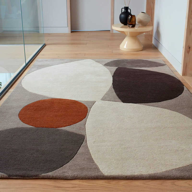 Gina Mid Century Area Rug, Rectangle  160 x 230 cm, Beige/Taupe