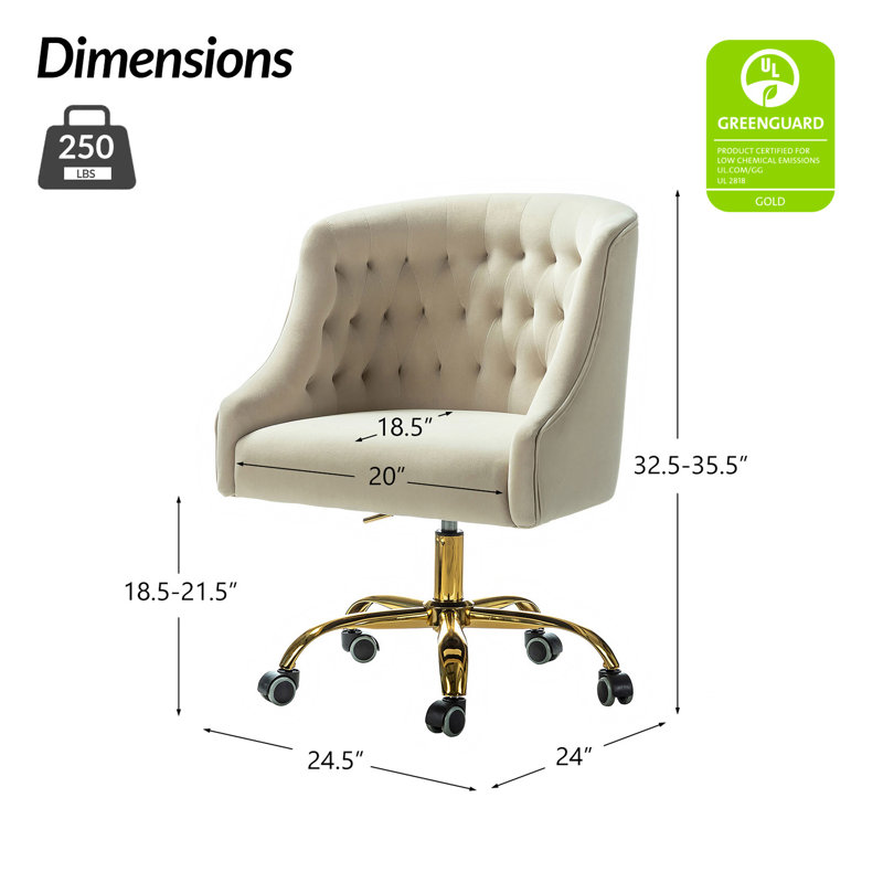 Chaise de travail en velours Doreen, Velours havane