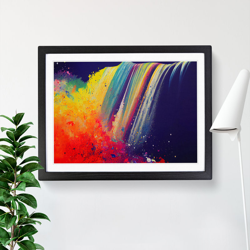 Waterfall Splatter Vol.1 Abstract - Single Picture Frame Print, Black, 46cm H x 64cm W
