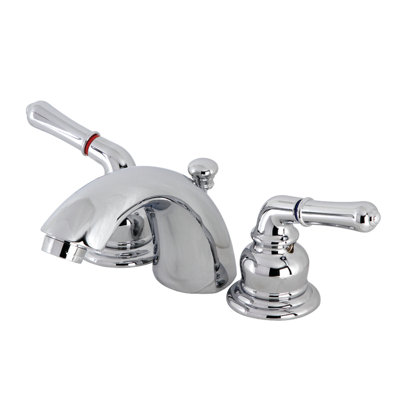 Kingston Brass Victorian Two-Handle 3-Hole Deck Mount Mini-Widespread Bathroom Faucet with Brass Pop-Up