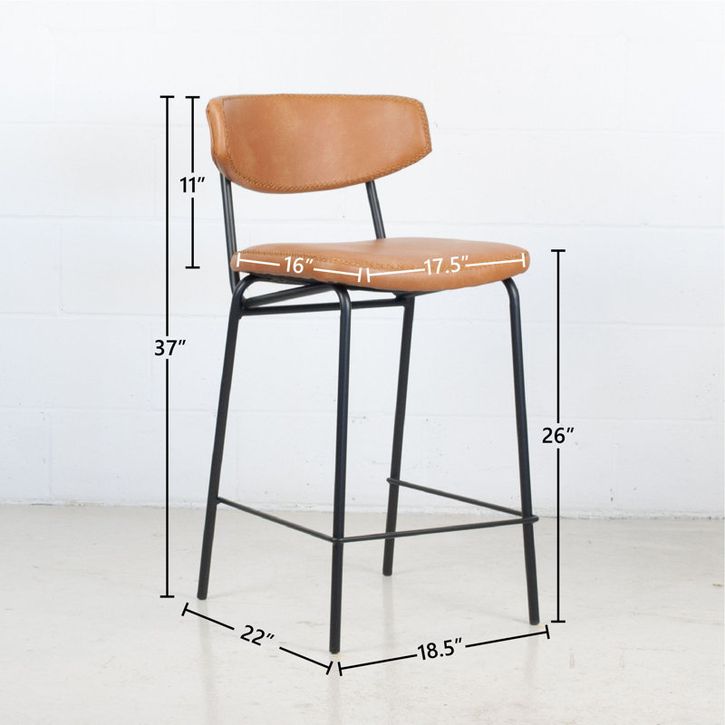 Tabouret de bar et de comptoir Macey (29 po / 26 po), Selle de cuir, Tabouret de comptoir (siège d'une hauteur de 26 p