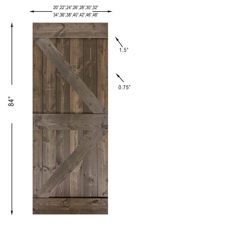 Ensemble de quincaillerie pour porte de grange simple en bois, Tonneau vieilli, 26 po x 84 po