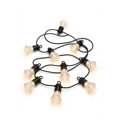  Warm LED String Lights – 10 Bulb Connectable Strand, Decorative Indoor Outdoor Lights For Patio, Bedroom, Balcony, Wedding & Party Décor, Textured Bulb Design, 123" Long