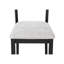 La table rectangulaire de 6 pièces pour ensemble de salle à manger est dotée de larges bancs rembourrés en tissu texturé neutre texturé gris à grain de bois vieilli