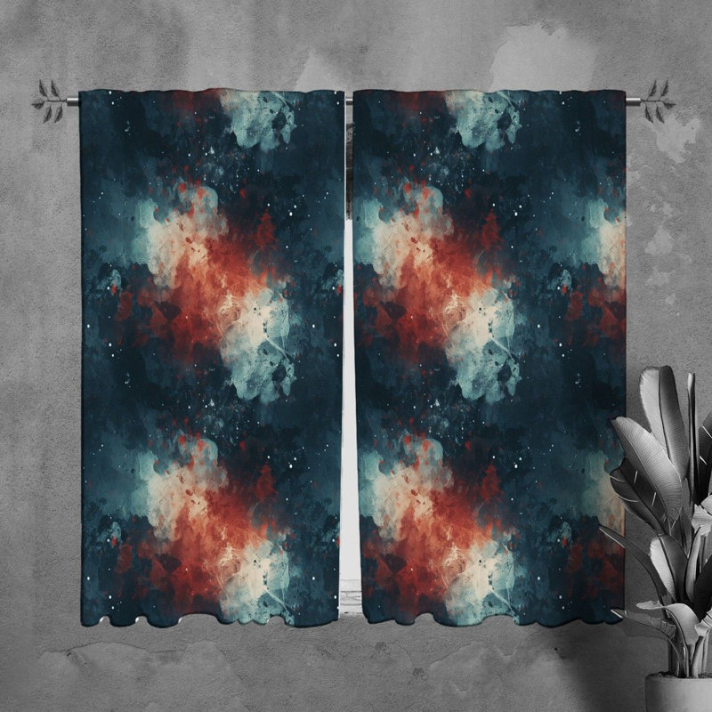 Rideaux de fenêtre Surianna Galaxy Space Blue Drapes, H 61 po x l 20 po