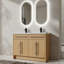 Meuble-lavabo double autoportant 48 po avec deux lavabos en résine, 4 portes à fermeture en douceur et poignées en métal - Contreplaqué de chêne original, design américain moderne