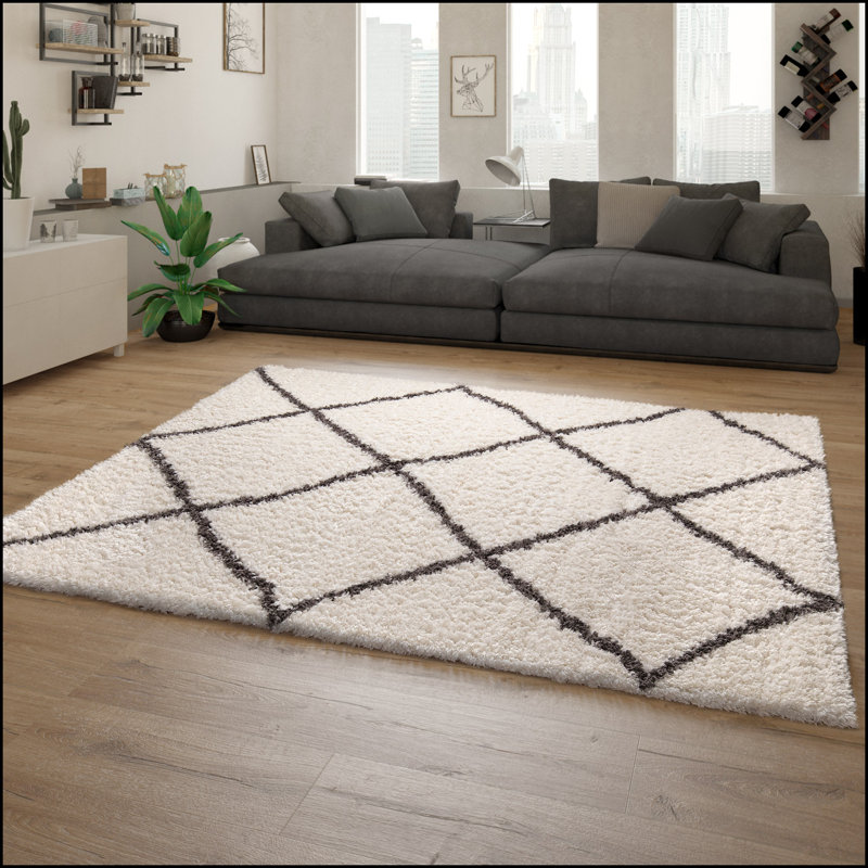 Wachapreague Geometric Shag Area Rug, Square 200 x 200cm