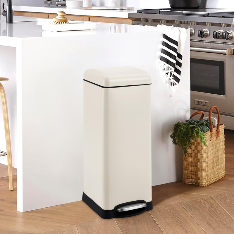 Poubelle de cuisine de 8 gallons, poubelle en acier inoxydable avec couvercle à fermeture en douceur, contrôle des odeurs, poubelle résistante aux taches