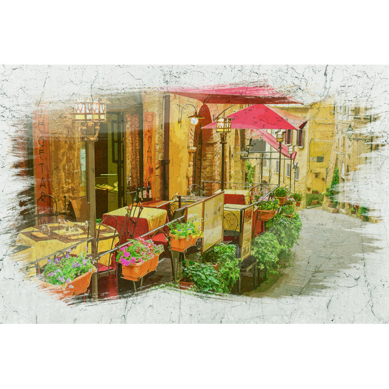 Cafe In Italy - Wrapped Canvas Print, 81cm H x 122cm W x 3.8cm D