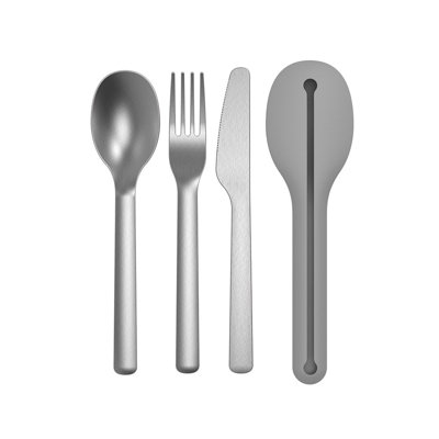 BergHOFF Leo 18/10 Stainless Steel Travel Flatware Set & Grey Holder