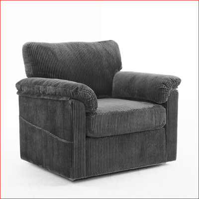 Swivel Sofa Chair | Oversized Plush Chenille Lounge for Living Room Bedroom Small Spaces | Grey Chenille