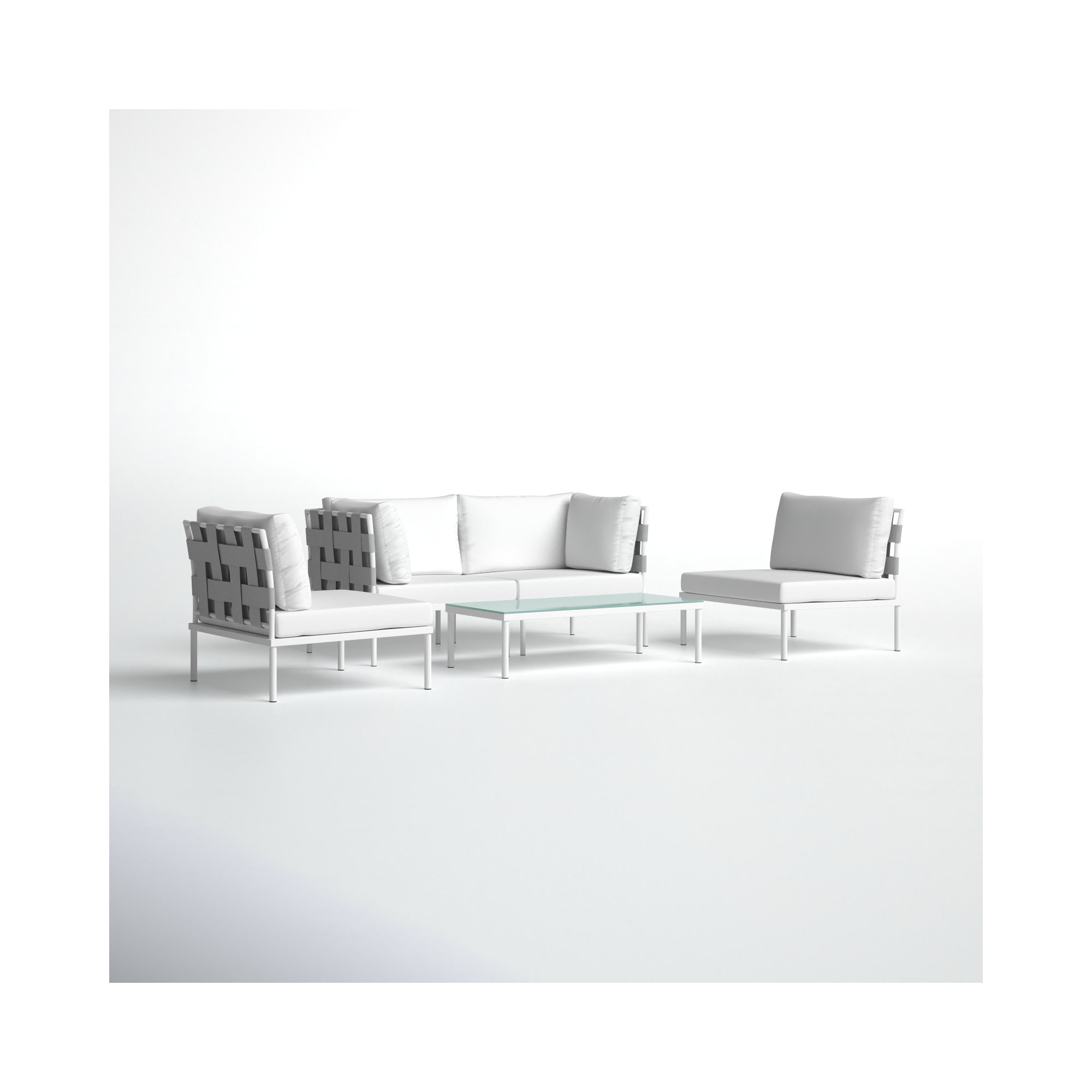 Harmony 5-piece Outdoor Patio Aluminum Sectional Sofa Set, White
