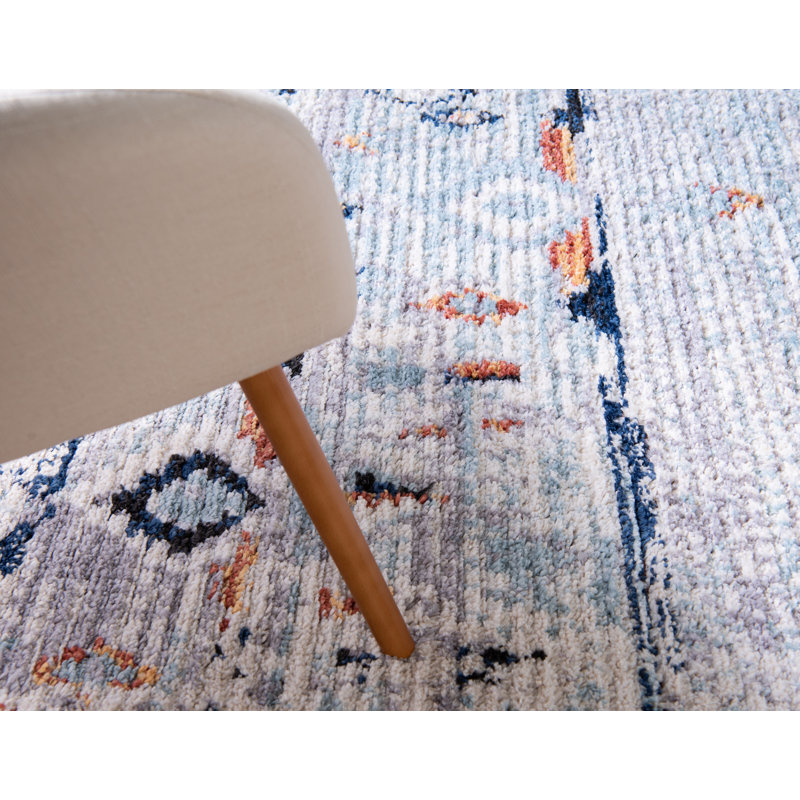 Tapis bleu clair Jorelus, Tapis de couloir 2 pi 7 po x 10 pi
