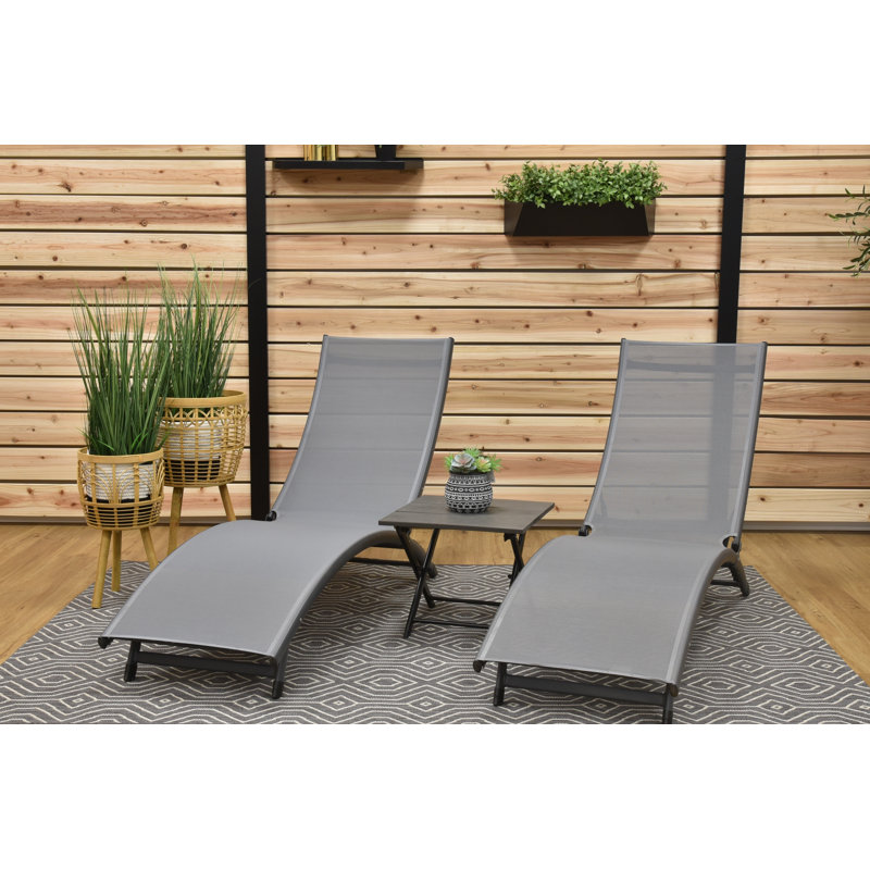 Ensemble de chaises longues avec table Bontang, Gris