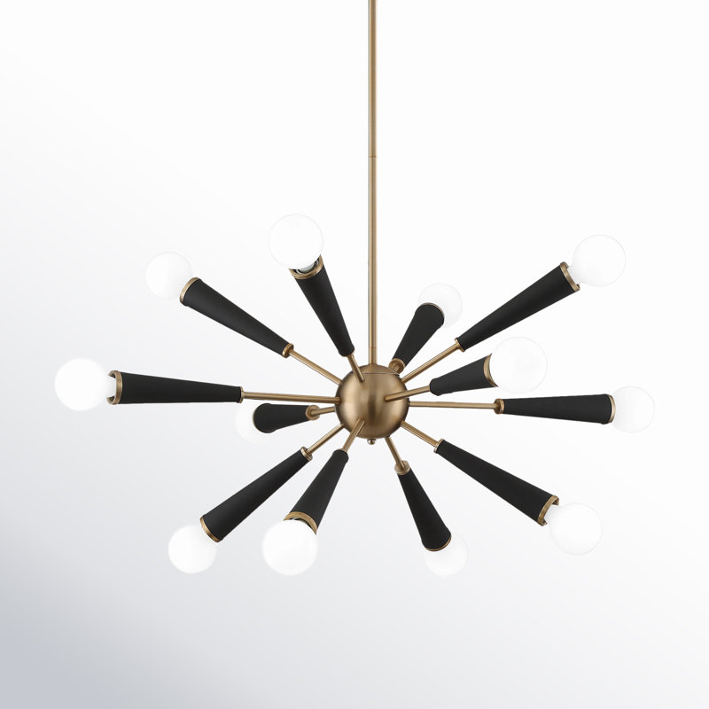 Kaz 12 - Light Dimmable Sputnik Sphere Chandelier, Black/Gold