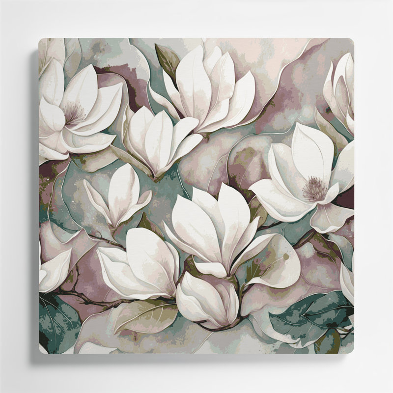 Art mural en métal botanique gris magnolia, H 384 po x l 384 po x P 0,05 po