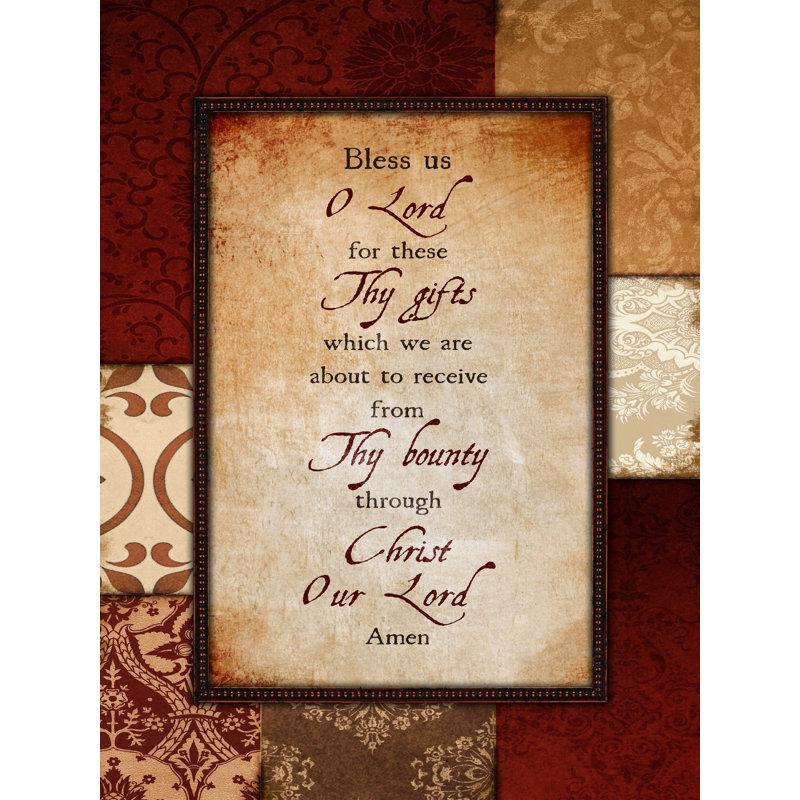 «Bless Us O Lord», reproduction sur toile tendue, L 18 po x H 24 po