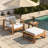 U_STYLE Acacia Wood Outdoor Lounge Set - Chair and Ottoman with Removable Cushions, All-Weather Outdoor Chaise Lounge/Daybed, Perfect for Patios, Balconies, and Gardens-1638408117