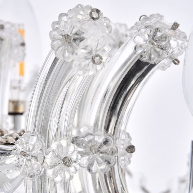 Plafonnier semi-encastré géométrique de style lustre à 4 lumières de 18 po Stockard, Coupe royale, Chrome