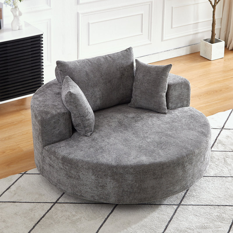 Canapé simple pivotant en chenille avec coussin moelleux, Gris