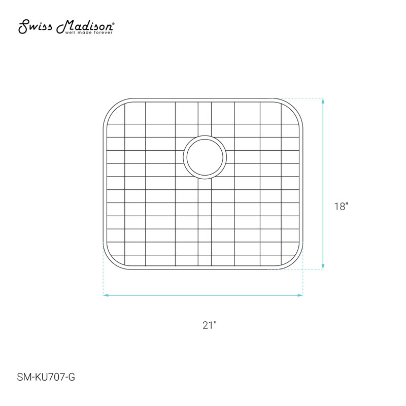 Grille d'évier de cuisine encastrable en acier inoxydable pour éviers 21 x 18 x 8