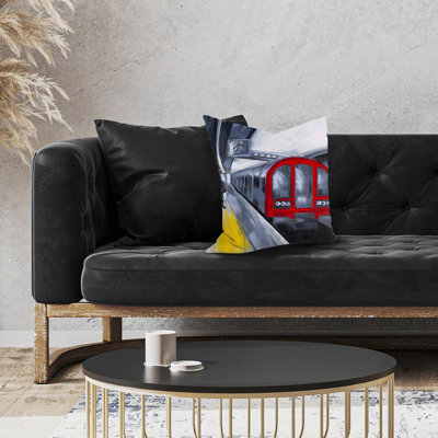 People waiting metro - 18"x18" Throw pillow cover - Poly twill - Print on demand