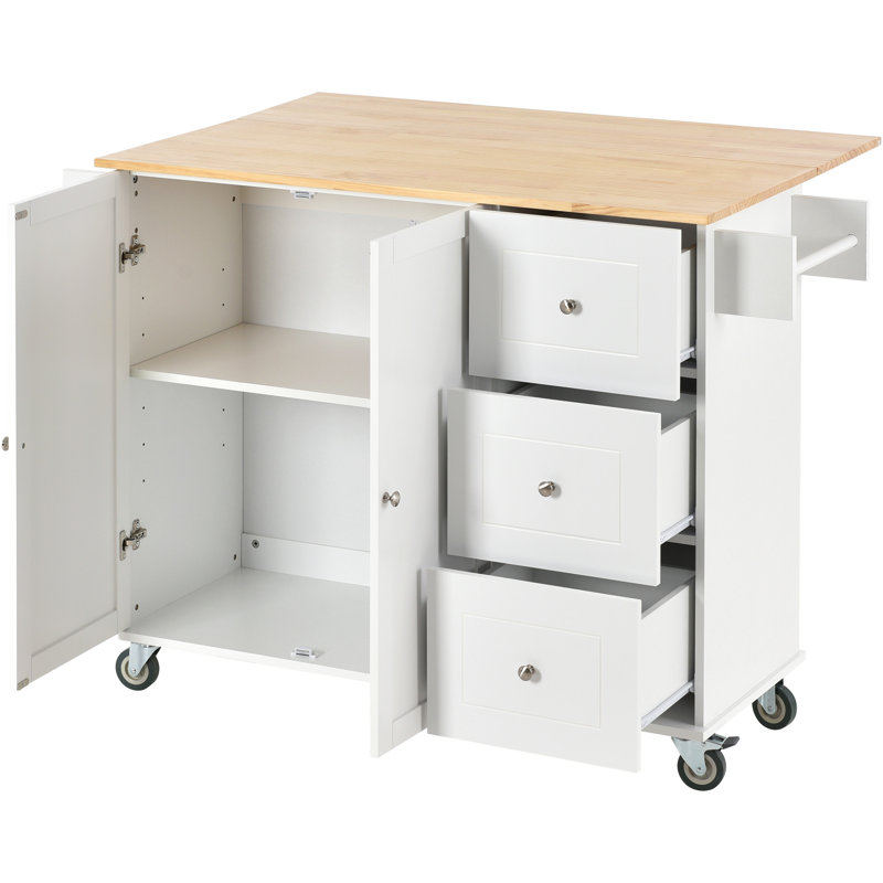 Winnick Solid Wood Top Kitchen Island, White