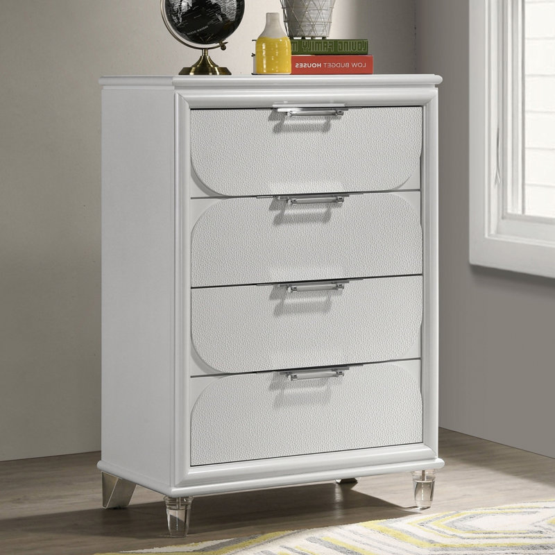 Commode décorative, commode contemporaine avec tiroirs et poignées en acrylique