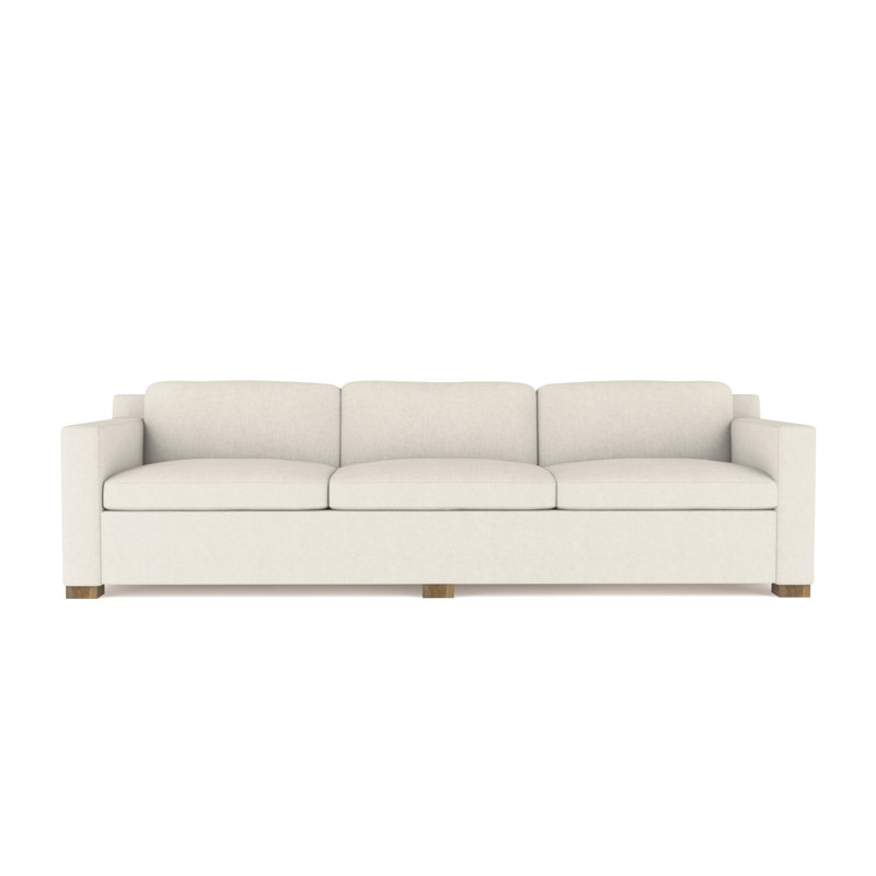 Mercer Track-Arm Extra Long Sofa, Box Weave Linen Alabaster, 33.5" H x 120" W x 44" D, Weathered