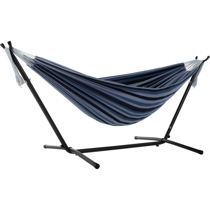 Double Classic Hammock with Stand, Black, Blue Lagoon, 104cm H x 250cm L x 109cm W