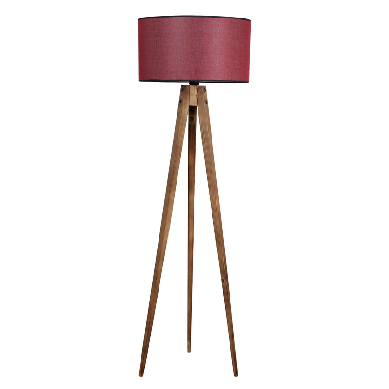Lampe sur pied élégante avec corps en bois, brun et rouge bordeaux, hauteur de 60,2 po | Capuchon de 17,7 po de diamètre et pied de 19,7 po de diamètre | Douille E27, 40 W maximum | Interrupteur marche / arrêt sur le câble | Éclairage élégant pour la décoration intérieure