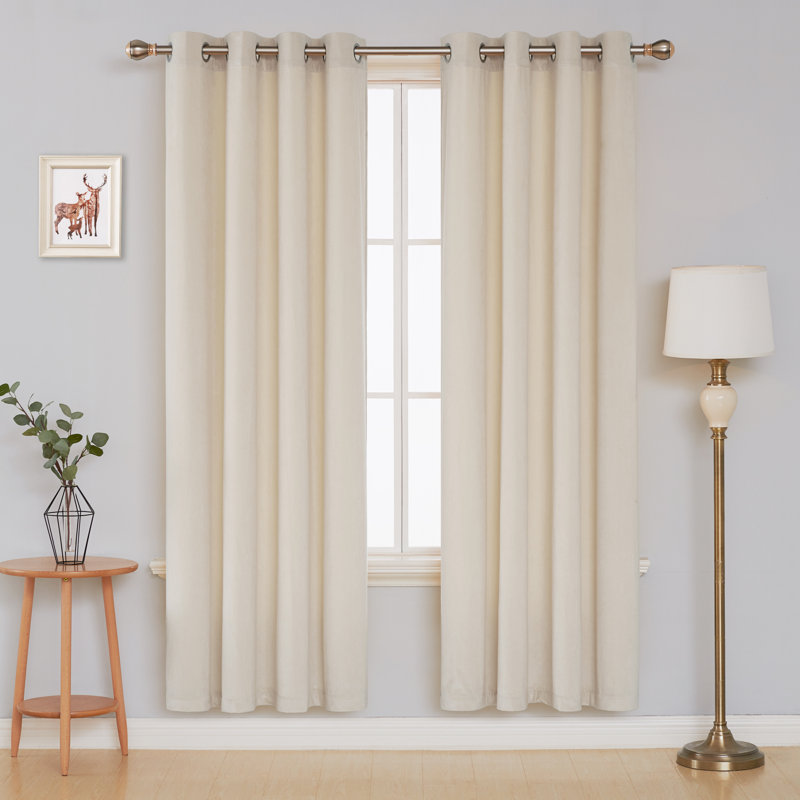 Faroe Blackout Curtain Pair, Beige, Width 117 x Drop 183 cm