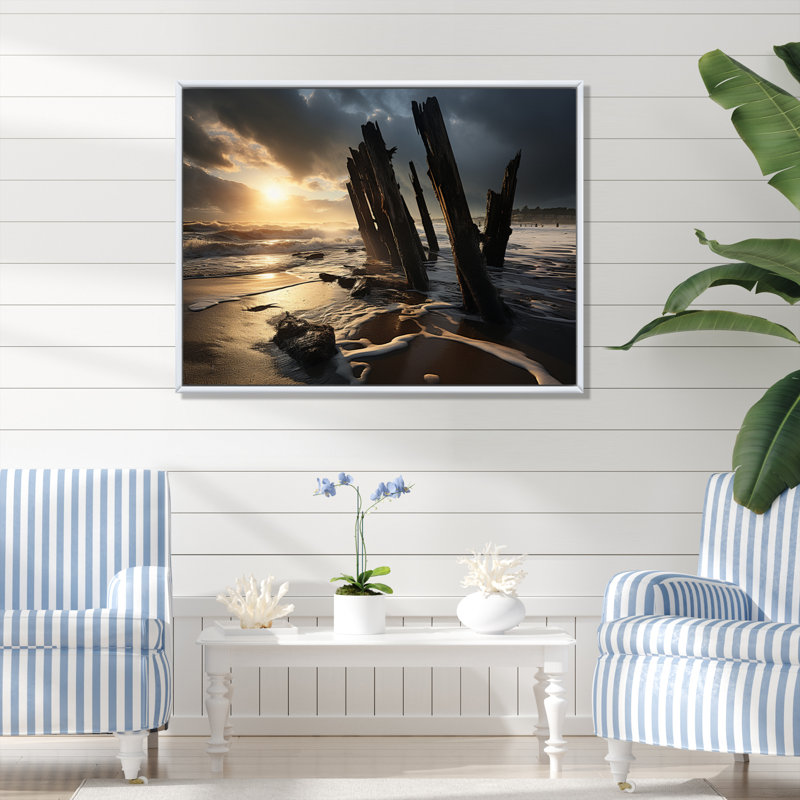 «Beach Photo Rockies IV» sur toile, H 30 po x l 40 po x P 1,5 po, Cadre flottant blanc