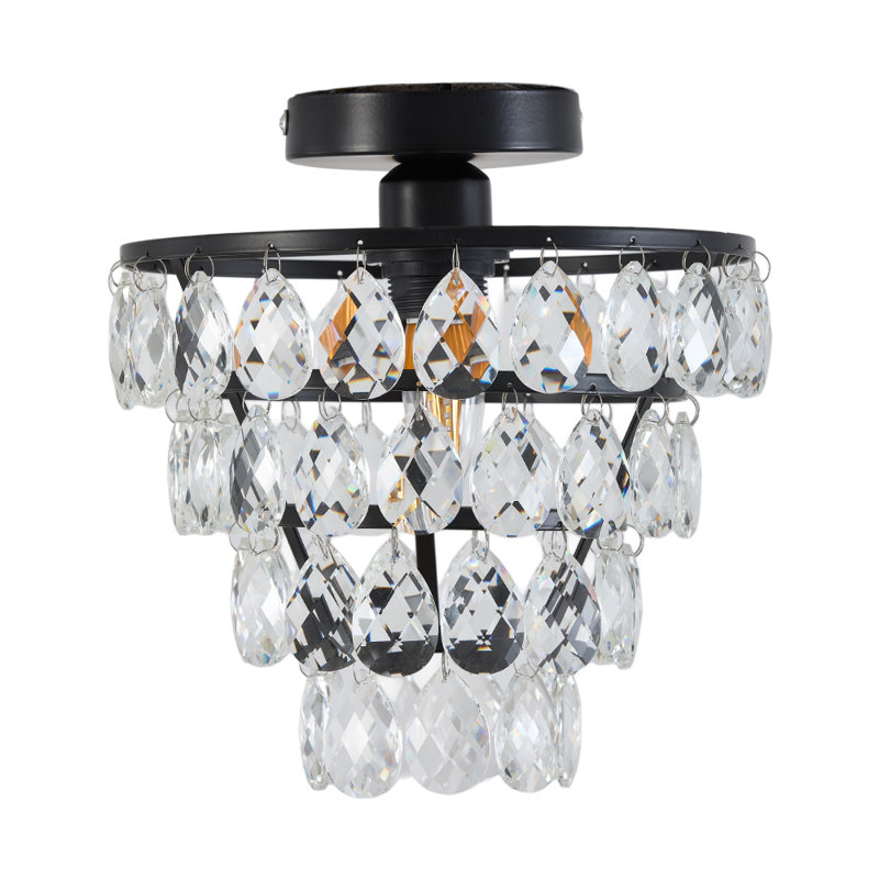 Crystal Semi Flush Mount, Matte Black