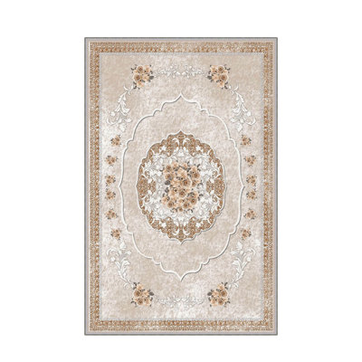 Luxurious 3D Printed Woven Carpet, 55.1 x 86.6 inches | 100% Polyester, Antibacterial, Machine Washable | Non-Slip PVC Felt Dot Underside, 0.3 in Pile Height | Perfect for Living Room, Bedroom & Home Decor