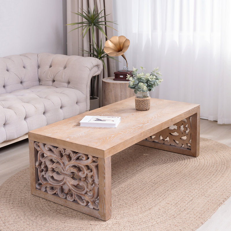 Table basse 47,2 "rustique sculptée à la main