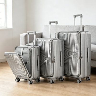 Ensemble de 3 valises rigides pour PC, valise de transport extensible 20/24/28 pouces, approuvé par la compagnie aérienne avec poche avant, serrure TSA et roulettes pivotantes à 360 °