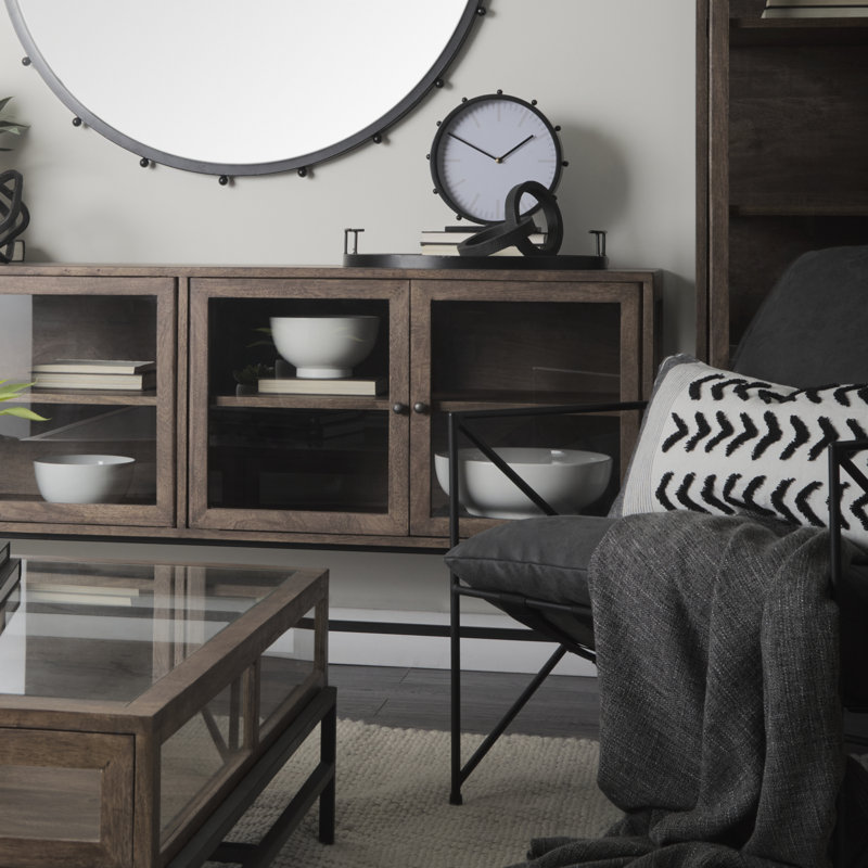 Warner 70'' Solid Wood Sideboard, Black/Brown