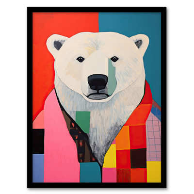 Precious Polar Bear Vibrant Colourful Geometric - Single Picture Frame Print