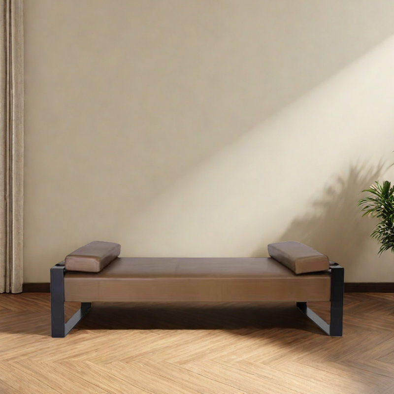 Leather bench shopping mall rest change shoes, 17.72"H x 59.06"W x 17.72"D