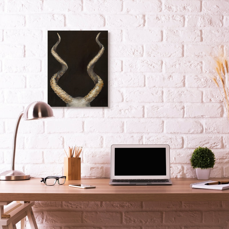 « chèvre cornes shadow black gold animal » par tiers, reproduction d’art murale, Toile tendue, H 30 po x l 24 po x P 1,5 po