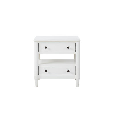 Open Nightstand White Finish With 2 Drawers
