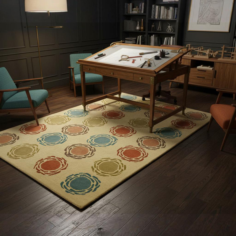 Tapis vert olive en laine touffeté à la main Millwood Authentic