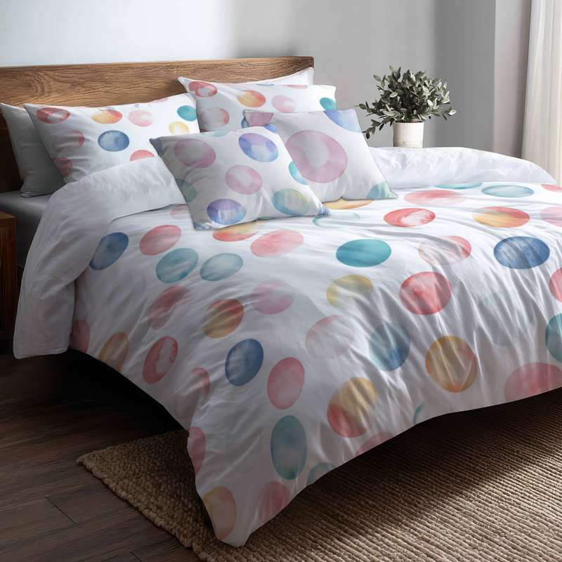 Ensemble de housse de couette 5 pièces Kids Candy - Ensemble de housse de couette et coussin décoratif Shapes, Lit simple